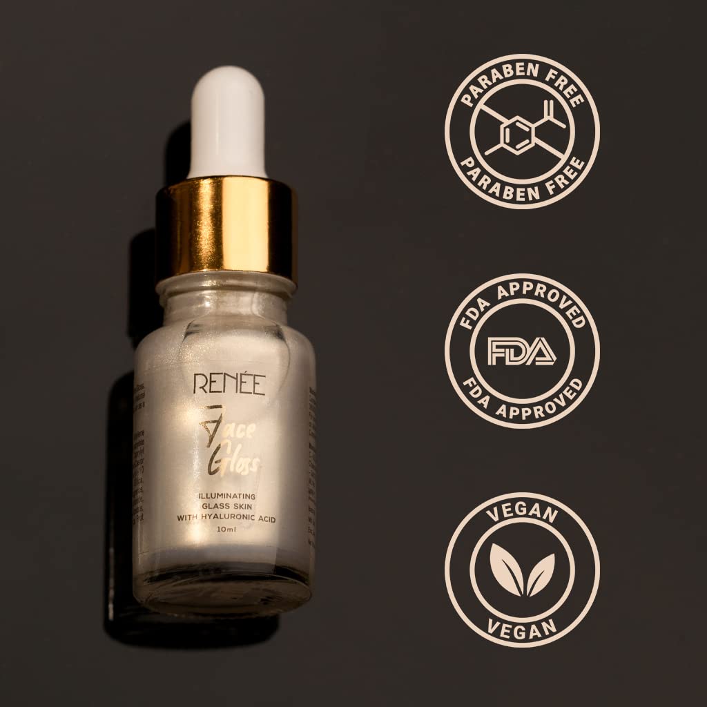 RENEE Face Gloss Highlighting Strobe Serum for Glass Skin, Hyaluronic Acid Hydration & Illumination, Paraben-Free, Vegan, Lightweight, Non-Greasy Hydrating Serum for Radiant, Dewy Skin