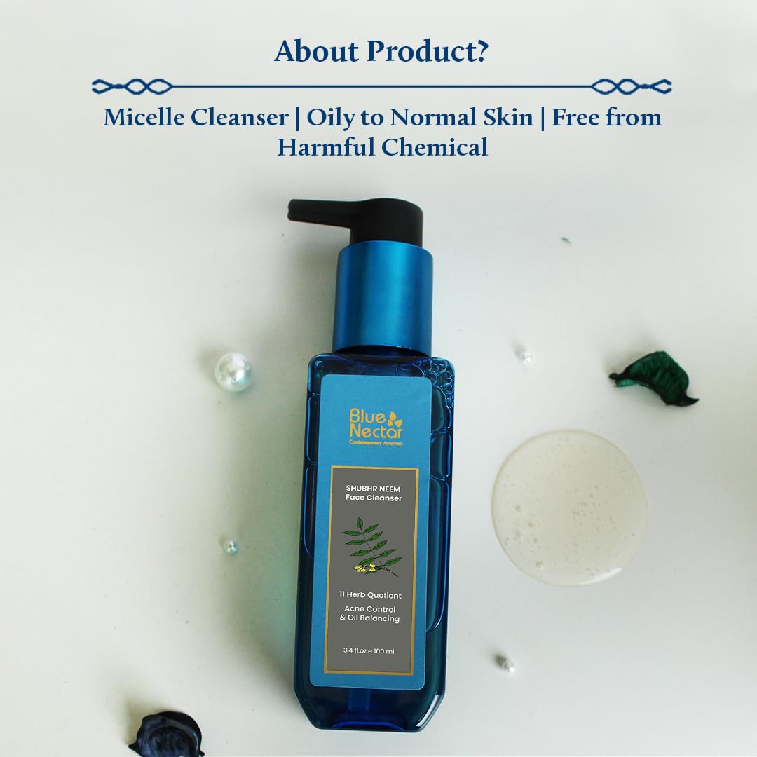 Blue Nectar Vitamin C Face Wash for Women and Men | Anti Acne Face Wash with Neem & Honey | Natural Cleanser for Face with Ayurvedic Herbs (11 Herbs, 200 ml)