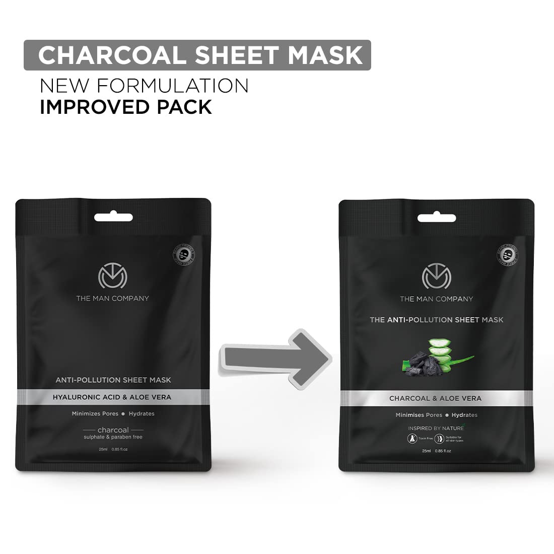 The Man Company Charcoal Face Sheet Mask - 25 ml | Made in India