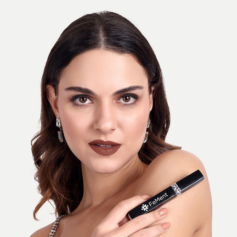 FeMent Clean Beauty Matte Liquid Lipstick For Women, Highly Pigmented, Long Lasting, TransferProof, Lip Makeup, Smudge Proof - 6.5 ML (PEACE)