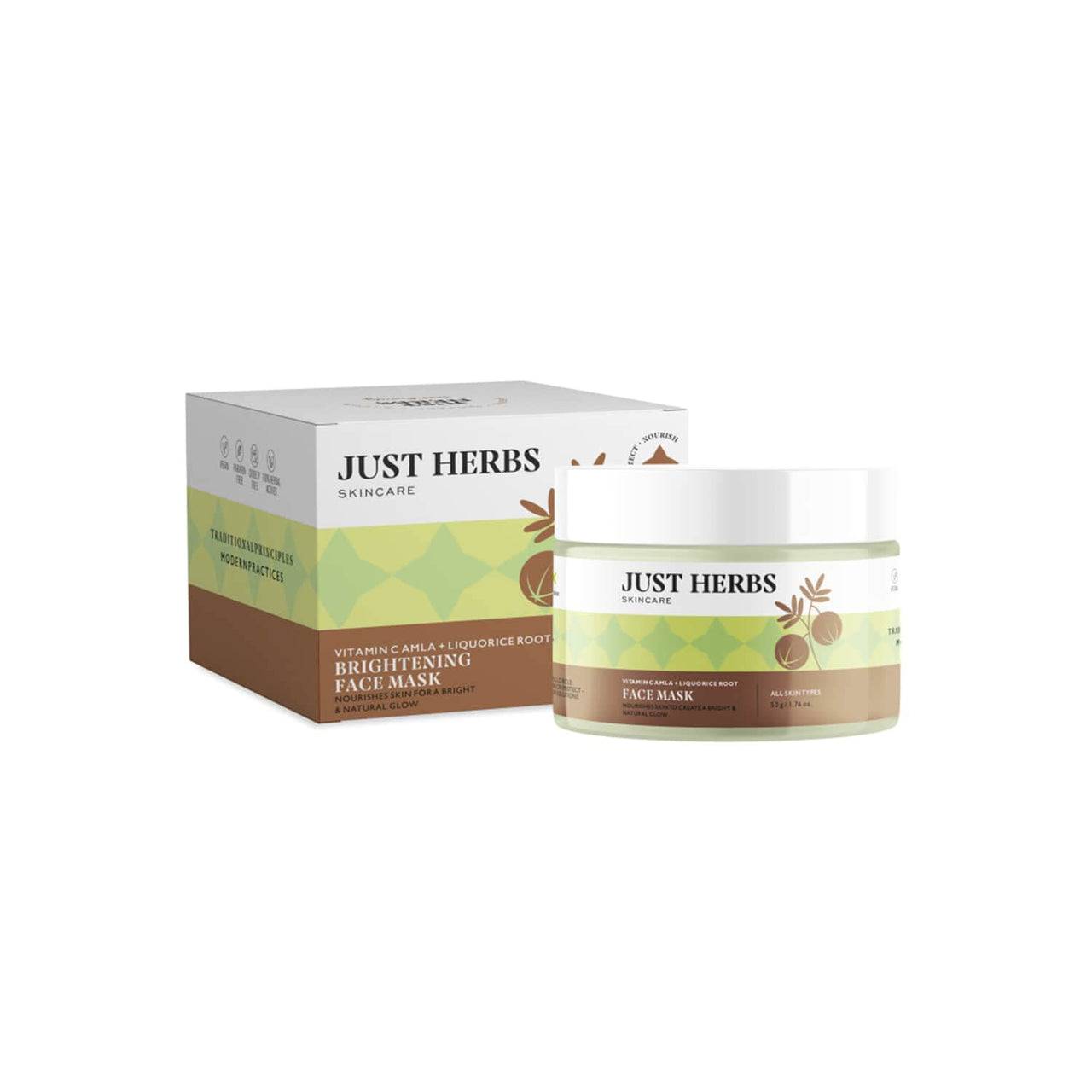 Just Herbs 8 In 1 Root Nourishing Amla Neem Hair Fall Control Shampoo 200 Ml & Just Herbs Ayurvedic Vitamin C Face Pack & Mask- 50 gm