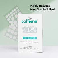 mCaffeine Matcha Tea Hydrocolloid Acne Patches with 0.5% Salicylic Acid | Invisible Waterproof Patches for Active Acne & Pimples | Reduces Acne Size in 2 Uses | for both Women and Men | All Skin Types - 3 Sizes (24N x1)