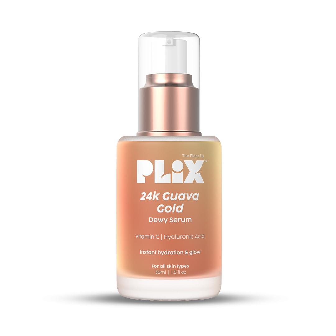 PLIX - THE PLANT FIX 24K Guava Gold Serum | Vitamin C & Hyaluronic Acid | Brightens Skin & Reduces Photoageing | 2-In-1 Face Serum & Primer For Glowing Skin | 30 Ml