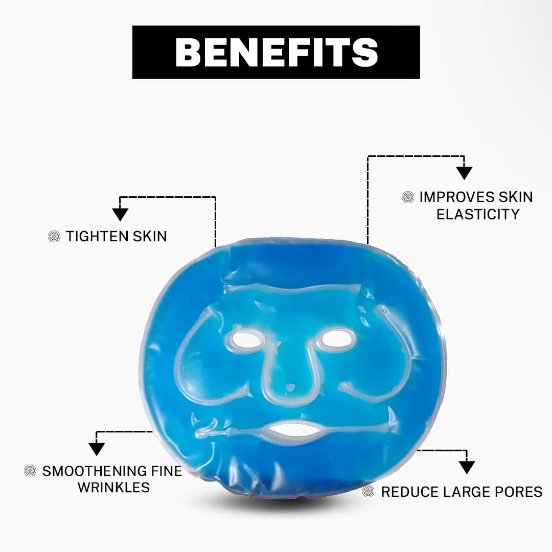 HOUSE OF BEAUTY Gel Face Mask With Adjustable Strap - Reusable Hot And Cold Compress Cryo Therapy At Home Ice Facial Mask For Puffy Eyes, Dark Circles And Stress - (Blue), (1 Count)