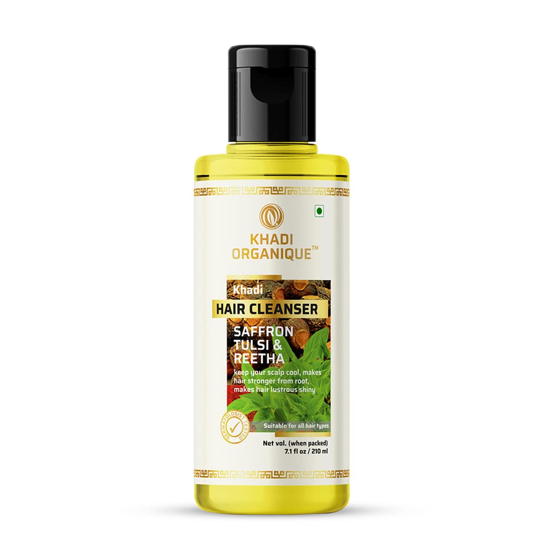 Khadi Organique Herbal Natural Saffron Tulsi & Reetha Hair Shampoo Pack of 4