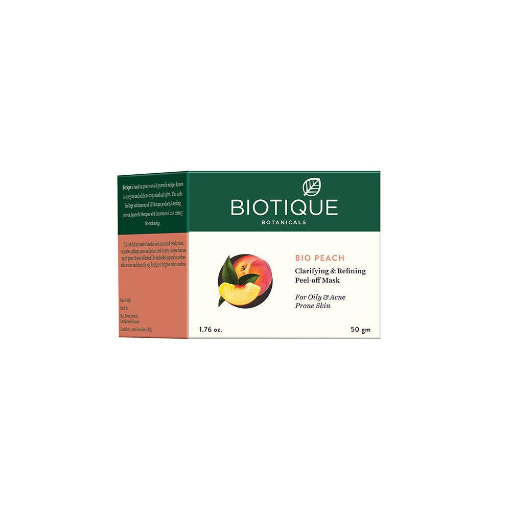 Biotique Bio Milk Protein Whitening & Rejuvenating Face Pack For All Skin Types, 50G & Biotique Bio Peach Clarifying and Refining Peel Off Mask for Oily and Acne Prone Skin, 50g