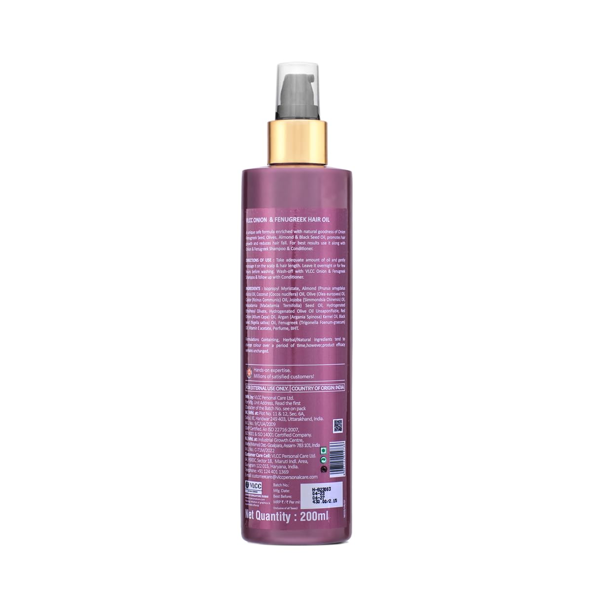VLCC Onion & Fenugreek Hair Oil - 200ml | Deep Nourishing Hair Oil for Strengthening Hair Follicles. Thicker, Stronger, Frizz-Free Hair | Paraben Free | with Onion, Fenugreek, Almond & Black Seed