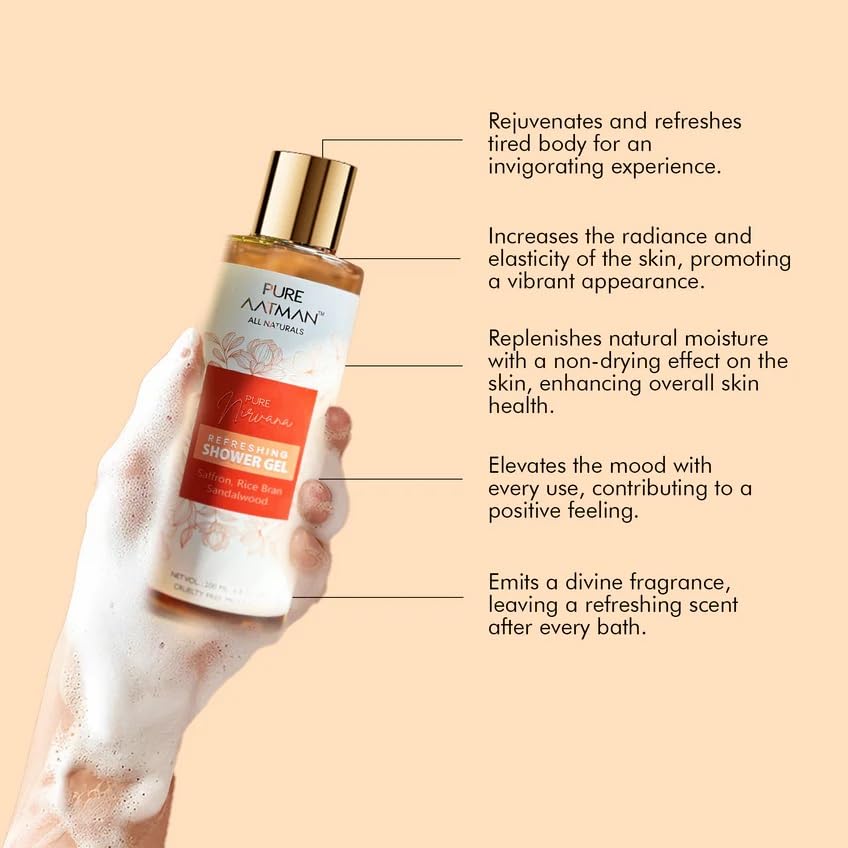 Pure Aatman Refreshing, soft & gentle shower gel for nourishment Deep Cleansing Body Wash for Daily Bathing Use (200ml)
