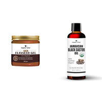 Organic Netra Pure Flaxseed Gel 200g and Organic Netra Cold Pressed Jamaican Black Castor Oil for Hair Growth - 250ml