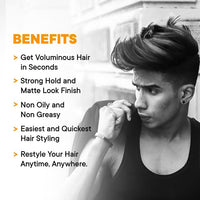 Men Deserve - Hair Styling Powder Wax (10g) | For Hair Volume, Strong Hold, and Matte Hair Look | Invisible Finish Hair Powder for Men | Sulphates and Paraben Free | Hair Volume Powder For Men