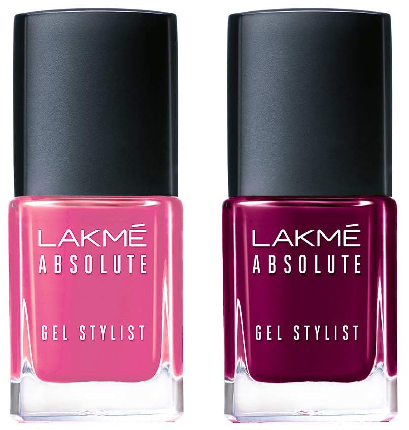 Lakmé Absolute Gel Stylist Nail Color & Absolute Gel Stylist Glossy Finish Nail Color Combo,12 ML