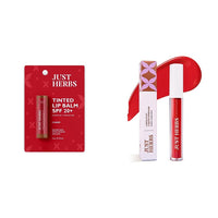 Just Herbs Tinted Lip Balm for Men and Women with SPF 20+ for Dark Lips to Lighten 4 g (Cherry) & Just Herbs Liquid Sindoor Long Lasting Quick Dry 5g (Ruby Red) Combo