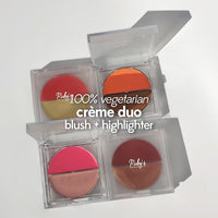 Ruby's Organics Cream Blush for Cheeks & Highlighter Duo Palette- Blusher for Face Makeup, Lightweight Flawless All Day Glow, All Skin Types, Natural &Paraben Free (Peach + Aura) 9g