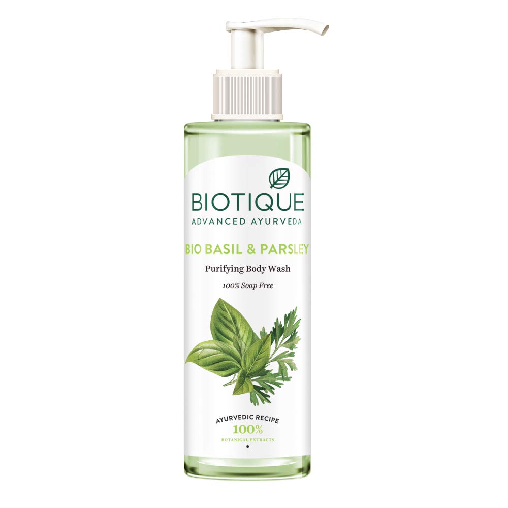 Biotique Bio Neem Purifying Face Wash, 200ml & Basil & Parsley Body Wash, Transparent, 200ml