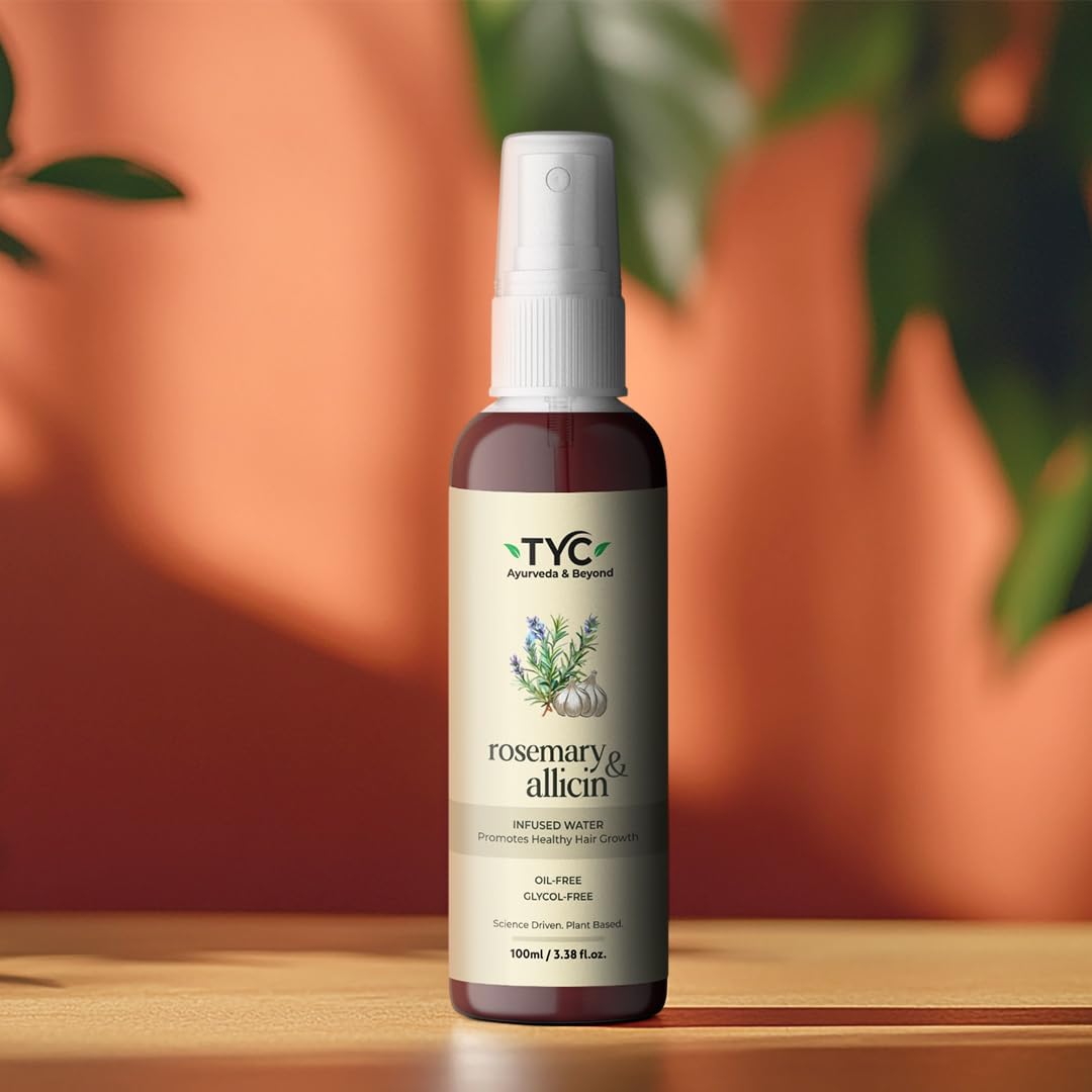 TYC - Trust Your Choice Rosemary and Allicin Water Hair Spray, Botanical Hair Mist for Hair Fall Control, Hair Growth and Scalp Health, Natural Anti-Hair Loss Treatment, 100 ml (Pack of 1)