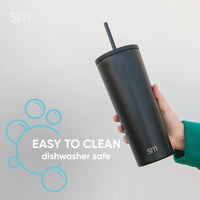 Simple Modern Insulated Tumbler with Lid and Straw | Iced Coffee Cup Reusable Stainless Steel Water Bottle Travel Mug | Gifts for Women Men Her Him | Classic Collection | 24oz | Almond Birch -Almond Birch