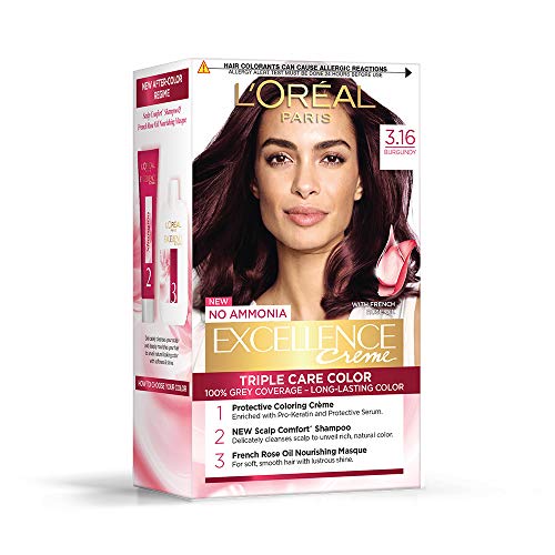 L'Oreal Paris Excellence Creme Hair Color, 3.16 Burgundy, 72ml+100g and L'Oreal Paris Color Protect Conditioner, 192.5ml (175ml+17.5ml)