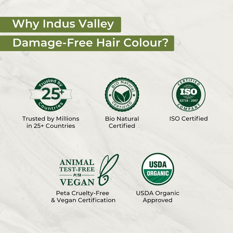 INDUS VALLEY Damage Free Natural Gel Hair Colour for Women | Ammonia & PPD Free Organic Hair Colour with 100% Grey Coverage, Long Lasting Hair Color Trial Pack | Dark Brown (Pack of 2)