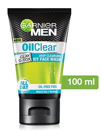 Garnier Men Power White Anti-Pollution Double Action Facewash, 100gm And Garnier Men Oil Clear Clay D-Tox Deep Cleansing Icy Face Wash, 100gm