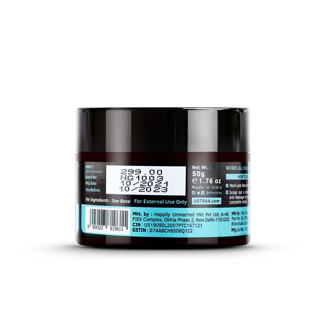 Ustraa Night Cream - De-tan & Anti-aging - 50g - Set of 2 - Dermatologically Tested - Effective Tan Removal | with Niacinamide and Licorice Extract - No Sulphates, No Parabens, No Mineral Oil