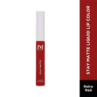 ZM Stay Matte Transfer-proof Lip Color | Matte Texture | Liquid Lipstick | Waterproof and Smudgeproof | Cruelty-free, 6 ML (Retro Red)