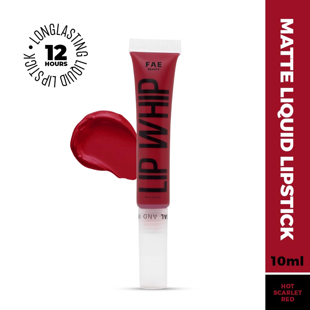 FAE Beauty Lip Whip 12Hr Comfortable Matte Liquid Lipstick (10Ml) | Long Wear | Non Drying | Soft Mousse Smudgeproof Formula | Vegan | Enriched With Vitamin E And Cherry Coffee - Tease