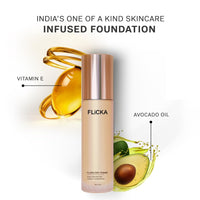 FLiCKA Flawless Femme Liquid Foundation for Face Makeup 30ml | Medium to High Coverage, Buildable | Natural, Waterproof & Moisturizing | All Skin Types | 02 Ivory
