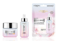 L'Oreal Paris Glycolic Bright Day Cream - 15ml + Brightening Serum 15ml + Glycolic Bright Glowing Serum Sheet Mask