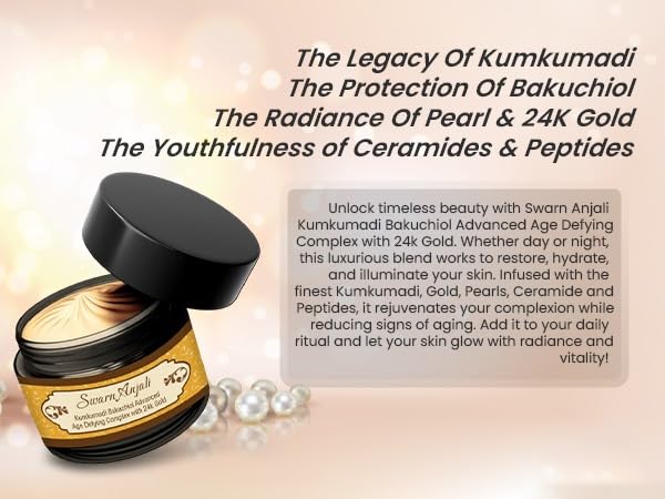 Herbs & Greens Kumkumadi Gold Bakuchiol (Natural Retinol) Advanced Age-Defying Complex with 24k Gold, Ceramides, Peptides & Pearl Ext | Youthful Radiance Cream | Strengthen's Skin Barrier | For Fine Lines & Wrinkles | All Skin Types | Day & Night Ayurvedi