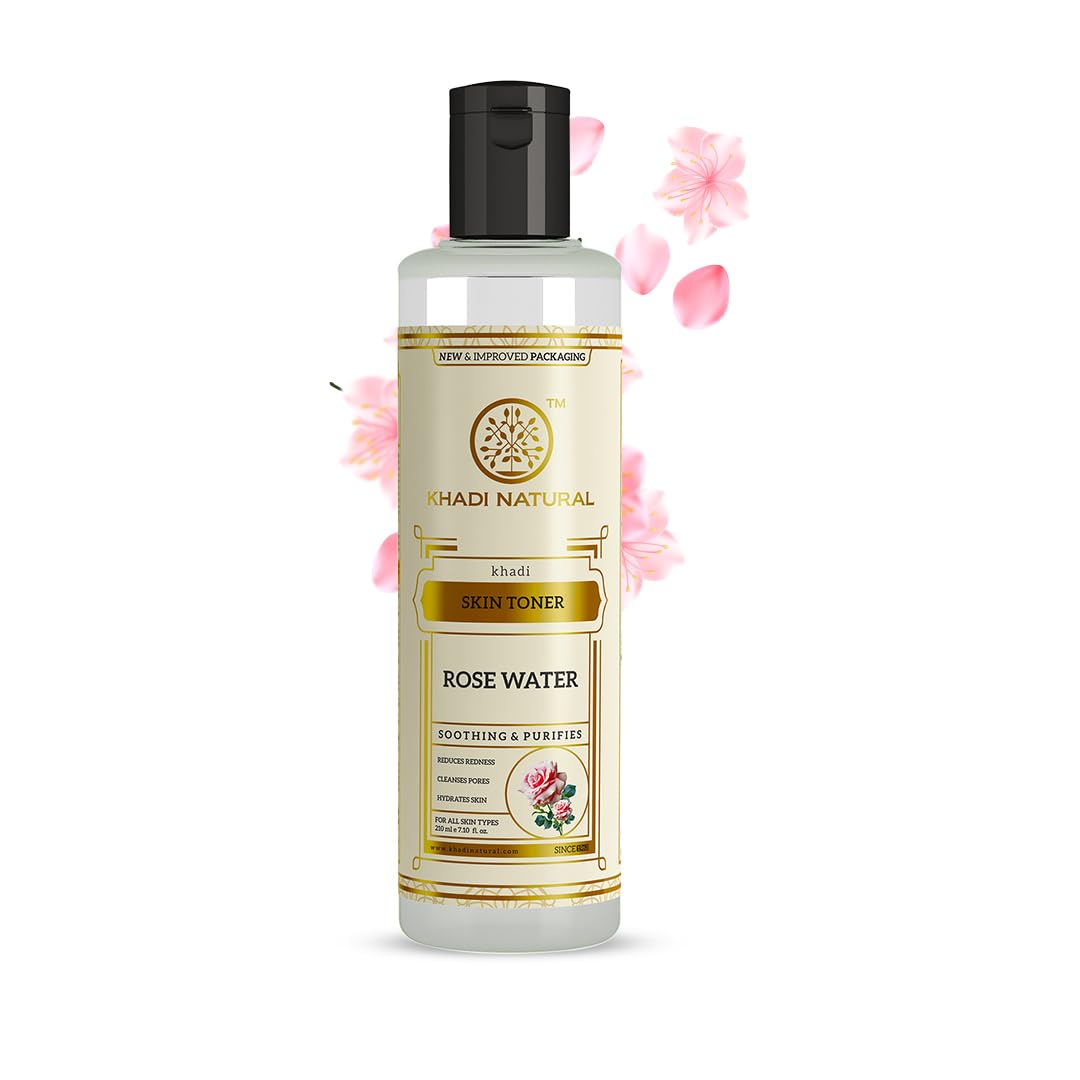 Khadi Natural Rose Water Herbal Skin Toner| Keeps skin scented and moisturized| Maintain skin's pH balance| Prevents acne| Suitable for All Skin Types| 210ml