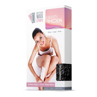 Hilary Rhoda Easy To Use Wax Strips | Gel Wax Hair Removal | Full Body Wax Strips for Arms,Legs & Body | Salon Like Results at Home Wax Strips | With 2 Finish Wipes | 20 Strips (Charcoal)