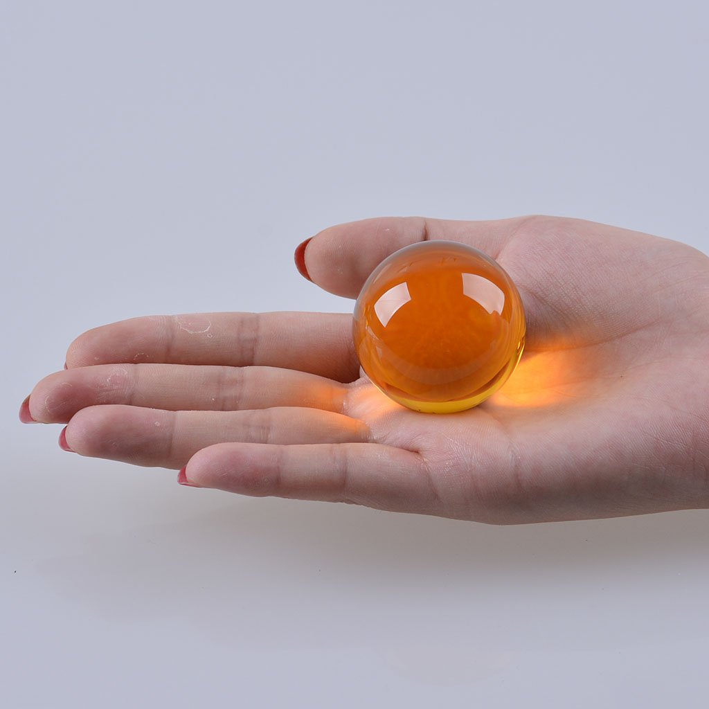 LONGWIN 40mm(1.6 inch) Solid Mini Fengshui Crystal Ball Healing Crystals Amber