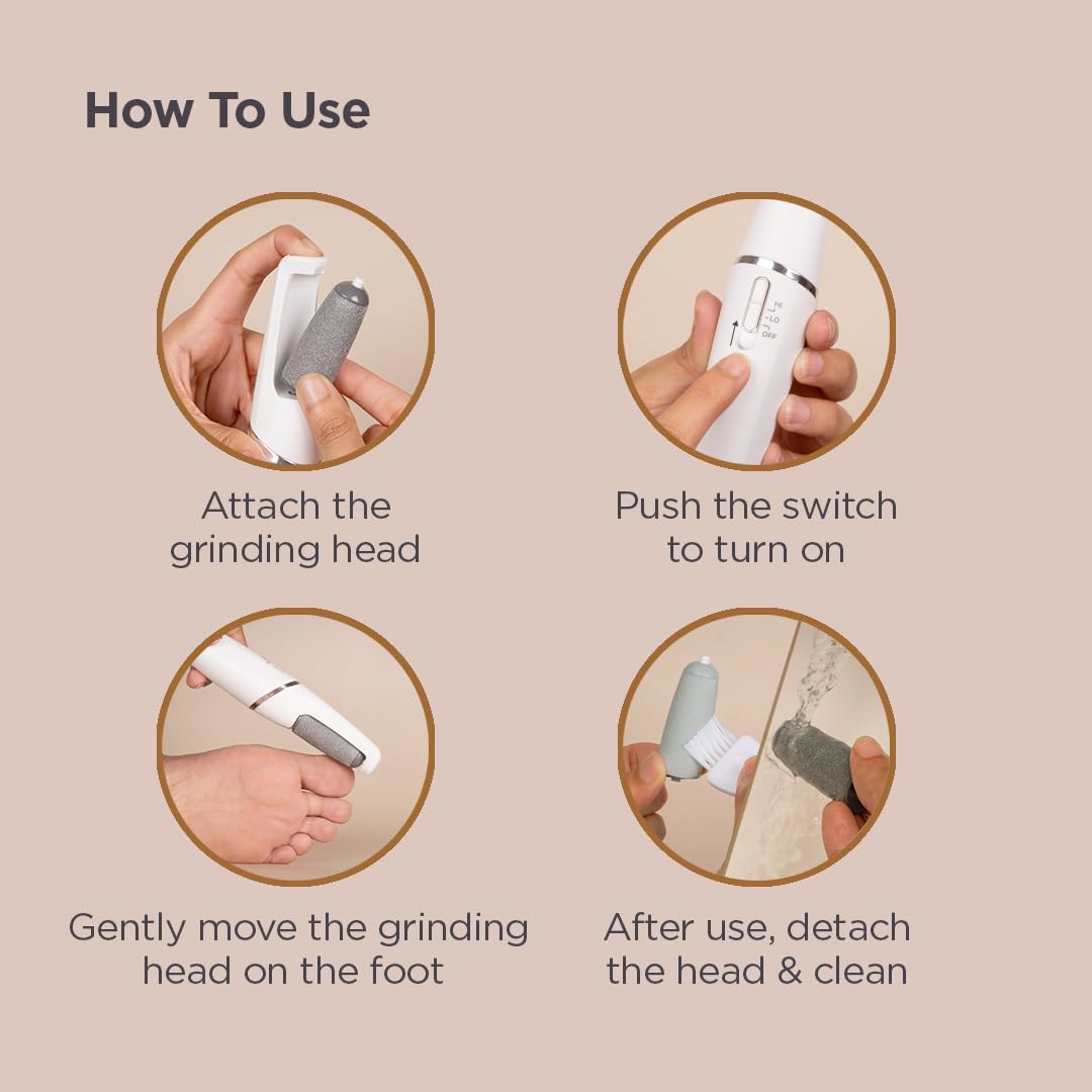 FURR Rechargeable Callus Remover for Feet | Foot Scrubber for Dead Skin | 2 Speed Modes | 2 Roller Heads for Scrubbing & Exfoliation | 1 Year Warranty | 1 Hour Batter Life | Water Resistant