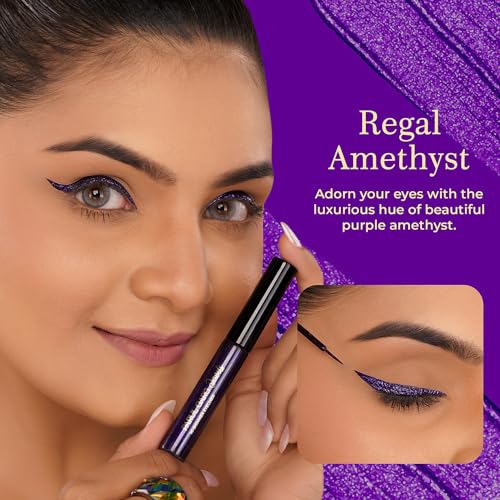 Parul Garg Beauty Hi-Shimmer Liquid Eyeliner – Smudge-Proof, Water-Resistant & Quick-Drying | Long-Wear, Precision Tip & Glitter Finish for Intense Shine | Amethyst Purple | 5ml