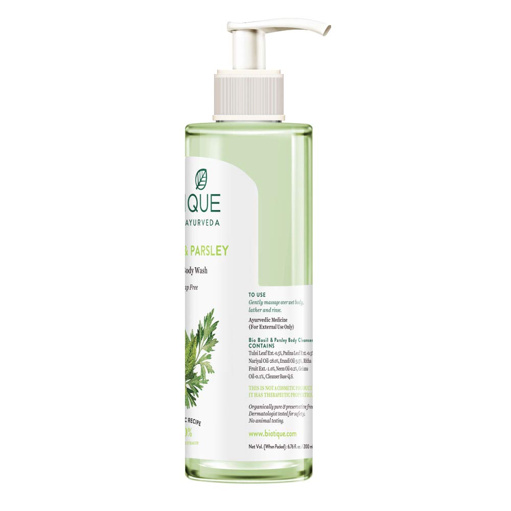 Biotique Bio Neem Purifying Face Wash, 200ml & Basil & Parsley Body Wash, Transparent, 200ml