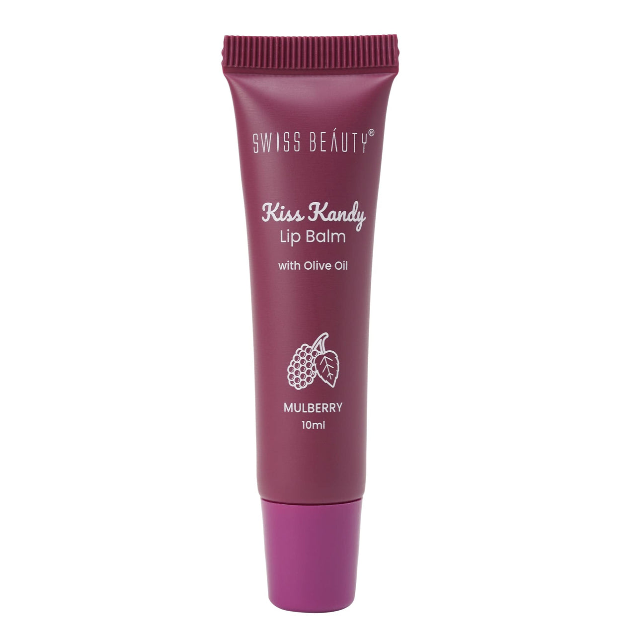 Swiss Beauty Kiss Kandy Lip Balm with Olive Oil | Moisturising | Non-Sticky | Soft & Smooth Lips | Shade - Mulberry, 10ml