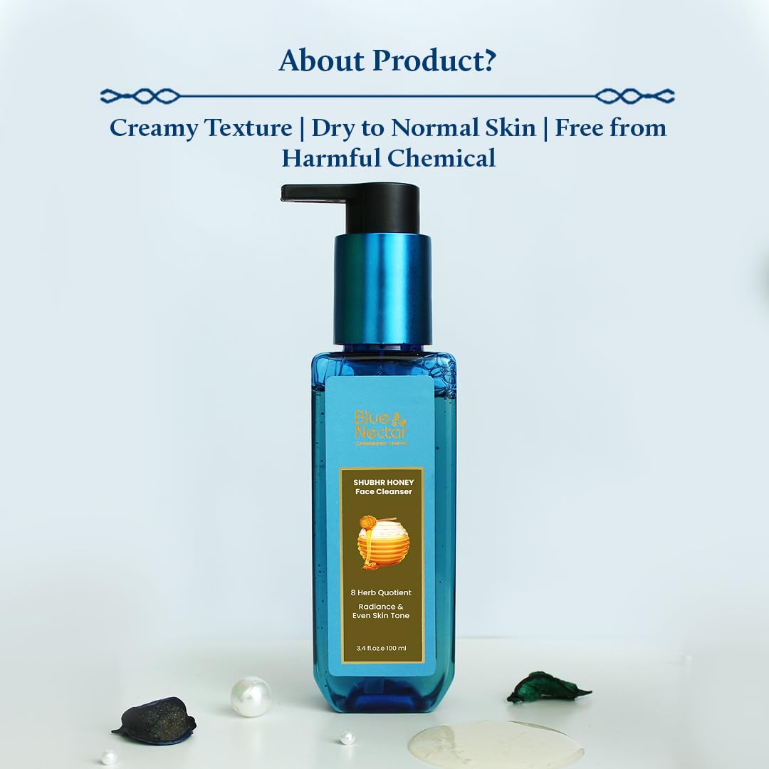 Blue Nectar Ayurvedic Tan Removal Face Wash for Glowing Skin Honey Aloe Vera Detan Face Wash for Dry Skin Oily Skin and Combination Skin 8 Herbs