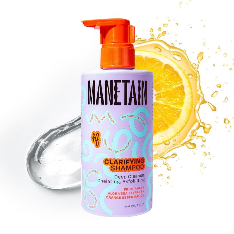 Manetain Clarifying Shampoo for All Hair Types 236ml Sulphate Paraben and Toxin Free Mild Vegan Shampoo for Women, Men with Wavy, Dry, Curly and Frizzy Hair