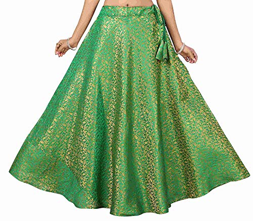 FEMEZONE Womens Brocade/Chanderi Silk Ethnic/Traditional Lehenga/Skirt for Party/Festival/Function
