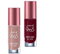 Lakmé 9To5 P+G Nail Color Smokey Crimson 6Ml & 9To5 P+Glossy Finish Nail Color Appleblossom 6Ml Combo, 300 Ml