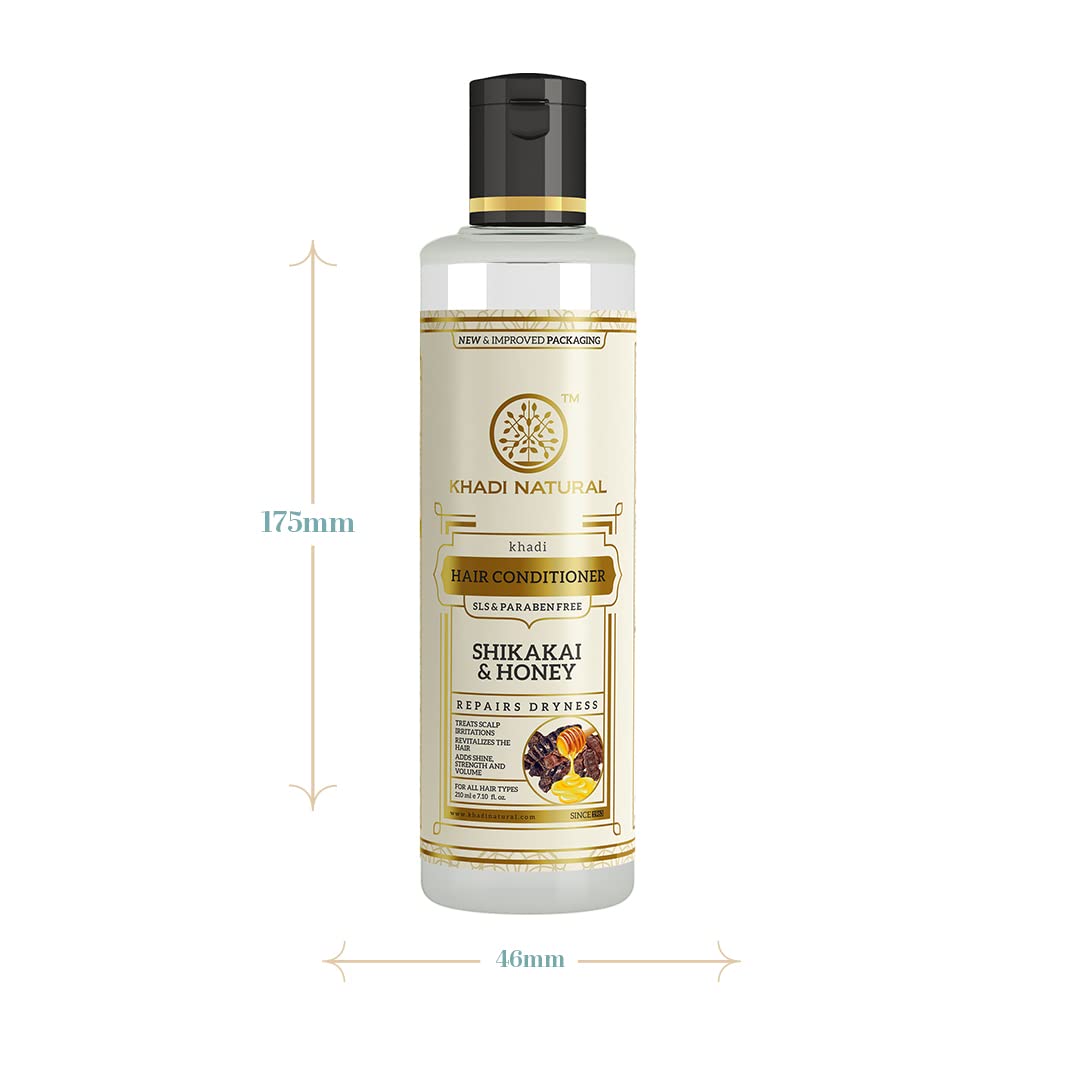 Khadi Natural Shikakai & Honey Herbal Conditioner for Nourishing Dry, Damaged & Dull Hair | SLS & Paraben Free | Suitable for All Hair Types | 210Ml, 1 Count