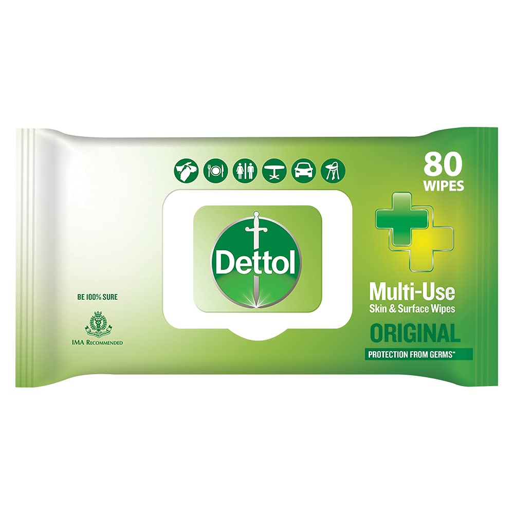 Dettol Antiseptic Disinfectant liquid for First aid, Surface Cleaning and Personal Hygiene, 250ml, Pack of 2 & Dettol Disinfectant Sanitizer Wet Wipes for Skin & Surfaces, Original – 80 Count
