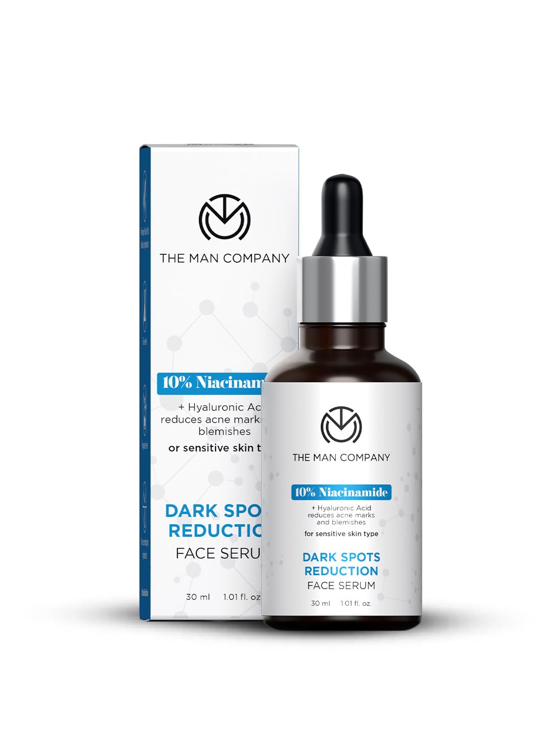 The Man Company 10% Niacinamide Face Serum with Hyaluronic Acid for Men – 30 ml | Reduces Dark Spots | For Blemish-Free Clear & Bright Skin | Fragrance - Free | For All Skin Type