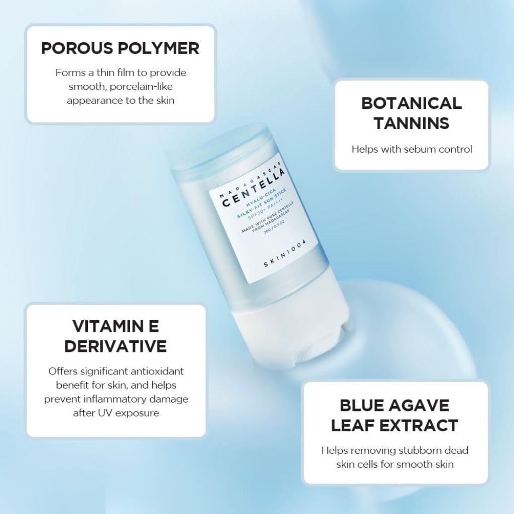 SKIN1004 Madagascar Centella Hyalu-Cica Silky-Fit SPF 50+ PA++++ Sun Stick 7G For Sensitive, Normal, Dry Skin