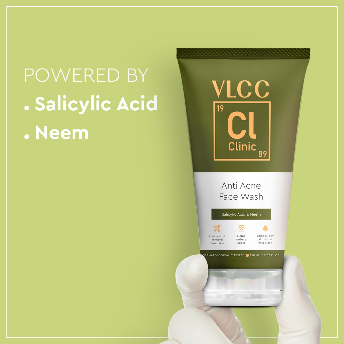 VLCC Clinic Anti Acne Face Wash - 150ml | Salicylic Acid & Neem For Acne Prone Skin | Acne control, Oil-Prone Skin | Fades Acne, Spots & Brightens Skin | Smooth & Soft Skin | Paraben Free