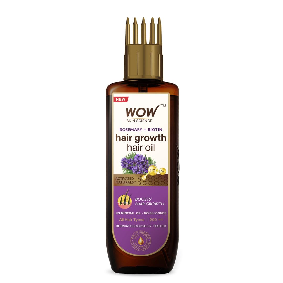 WOW Skin Science Rosemary with Biotin Hair Growth Oil | Stimulates New Hair Growth | Controls Hair Fall & Reduces Hair Breakage | Gives Healthy Hair