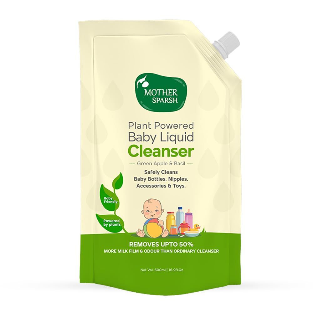 Mother Sparsh Natural Baby Liquid Cleanser (Powered by Plants) Cleanser, Refill Pack (500ml) &Tummy Roll On For Baby, Colic Relief, Constipation and Indigestion With Hing & Saunf - 40ml