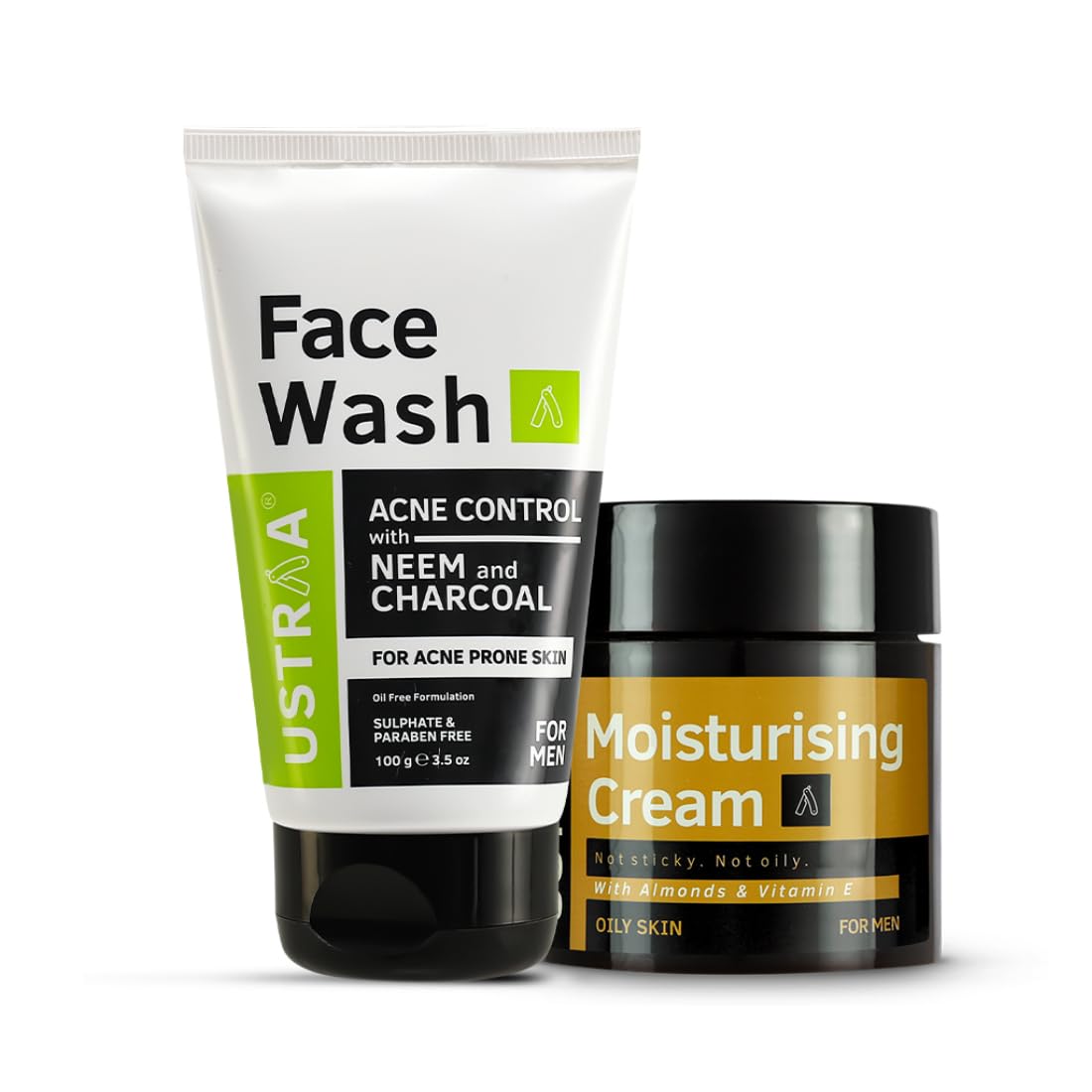 Ustraa Face Wash Acne Control - With Neem & Charcoal - 100g - Oil control, Prevents Acne & Moisturising Cream - Oily Skin - 100g | Quick Absorption | with Shea Butter