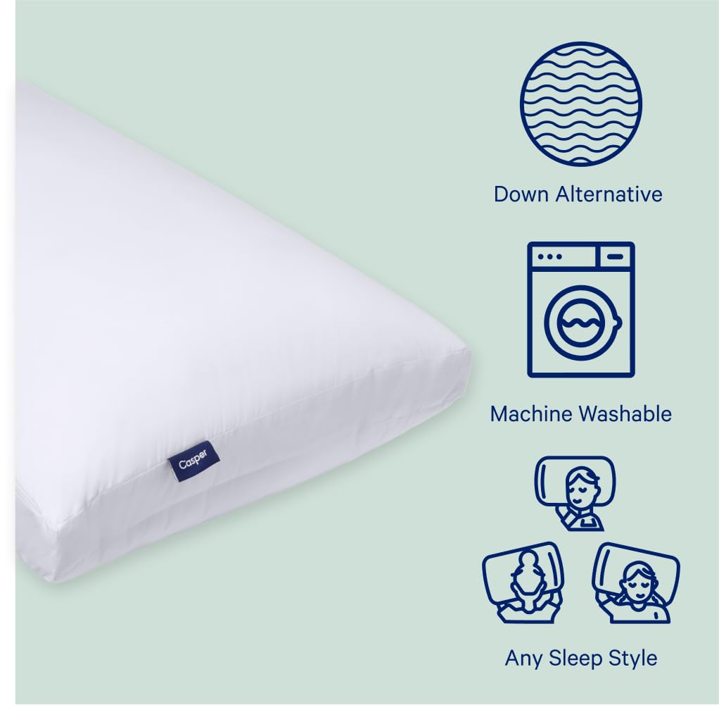 Casper Original Pillow for Sleeping, King, White, Two Pack