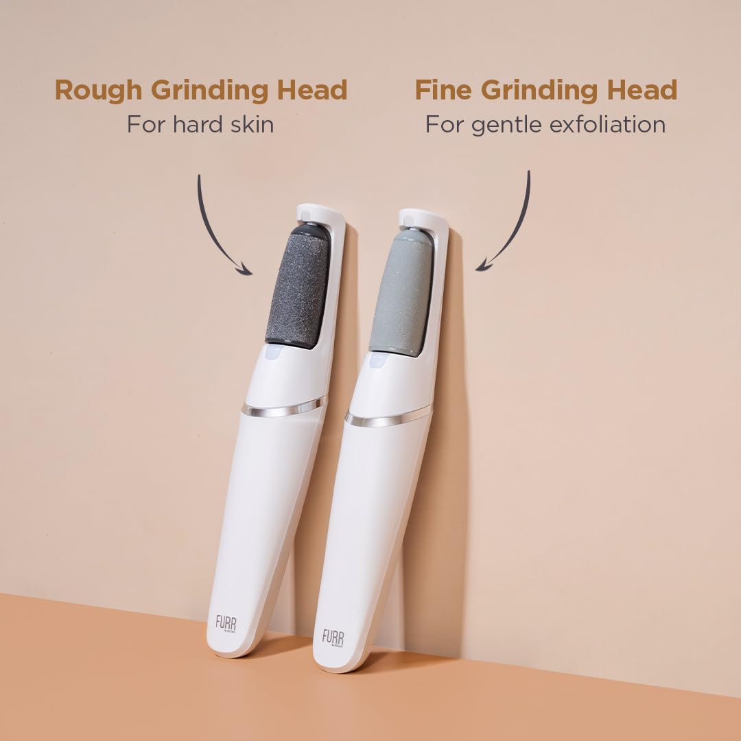 FURR Rechargeable Callus Remover for Feet | Foot Scrubber for Dead Skin | 2 Speed Modes | 2 Roller Heads for Scrubbing & Exfoliation | 1 Year Warranty | 1 Hour Batter Life | Water Resistant